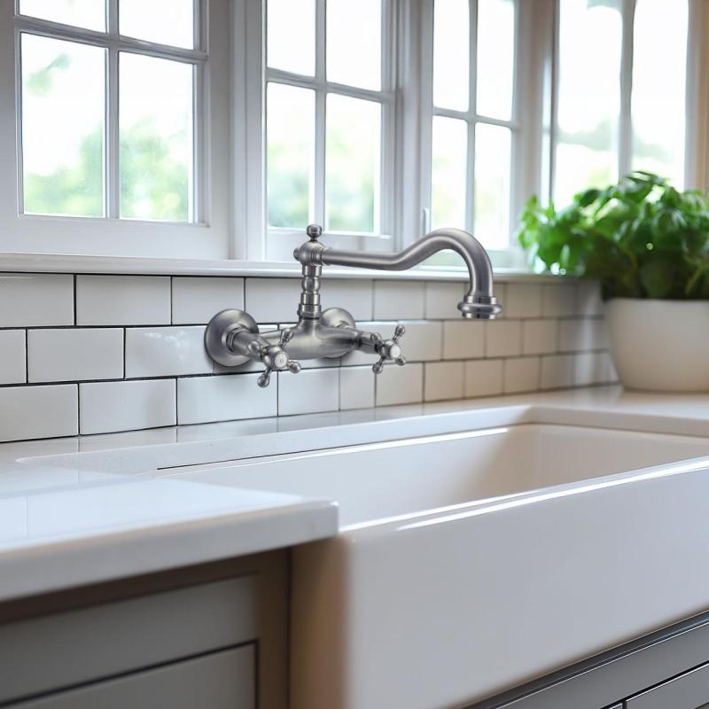 PB Nostalgijska kuhinjska pipa V2721 zidna pipa nerjaveče jeklo