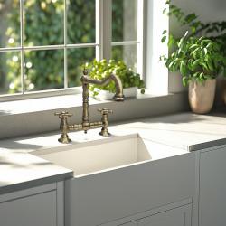 PB Nostalgijska Kuhinjska Pipa z Mostom Bronasta z Vogalnim Izlivom in Zvezdnimi Gumbi PBN.BRO.H.ST