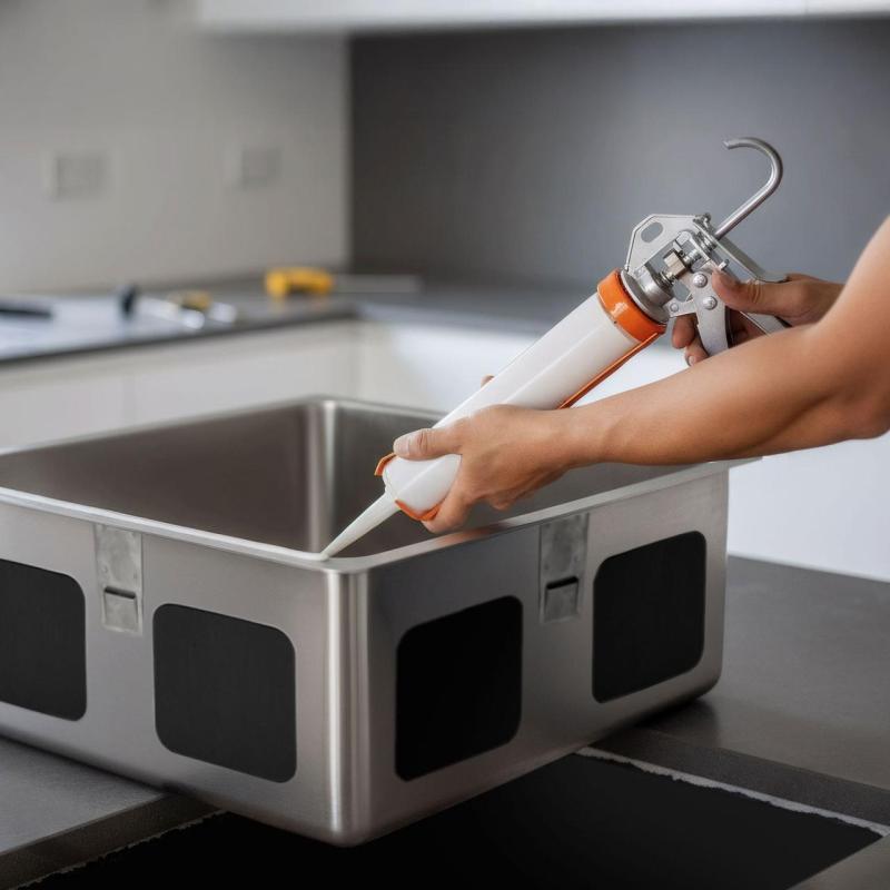 Zuurvrije siliconenlijm voor montage van ingebouwde roestvrijstalen spoelbakken