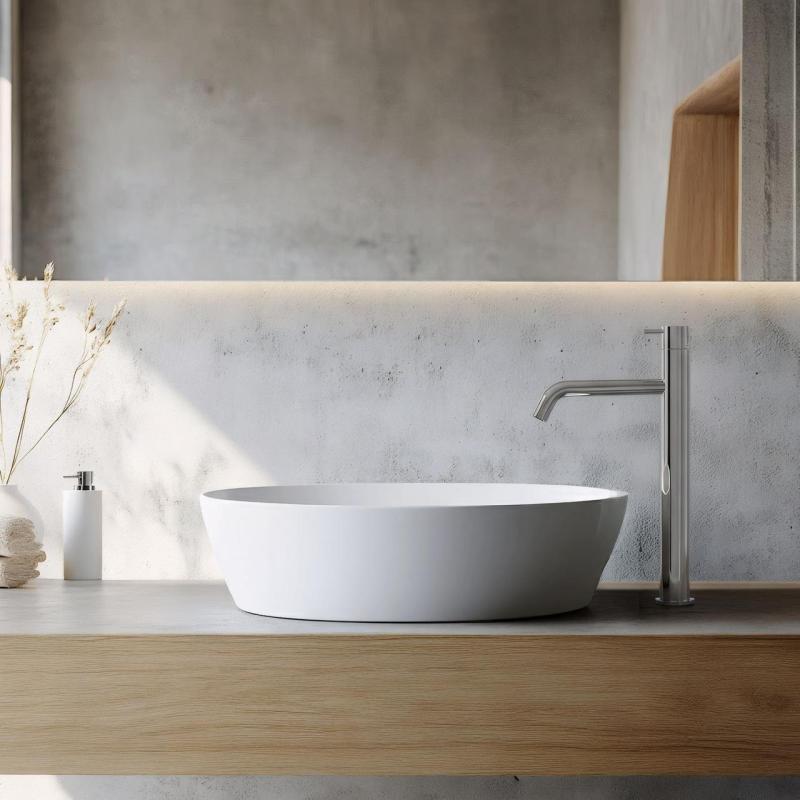 Waterevolution Flow umivalna pipa z visokim izlivom za umivalnike, vključno s klik vtičem, krom T11501