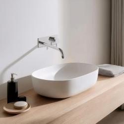 Waterevolution Flow ingebouwde wastafelkraan met afdekplaat chroom met uitloop 25 cm T1161B01-25