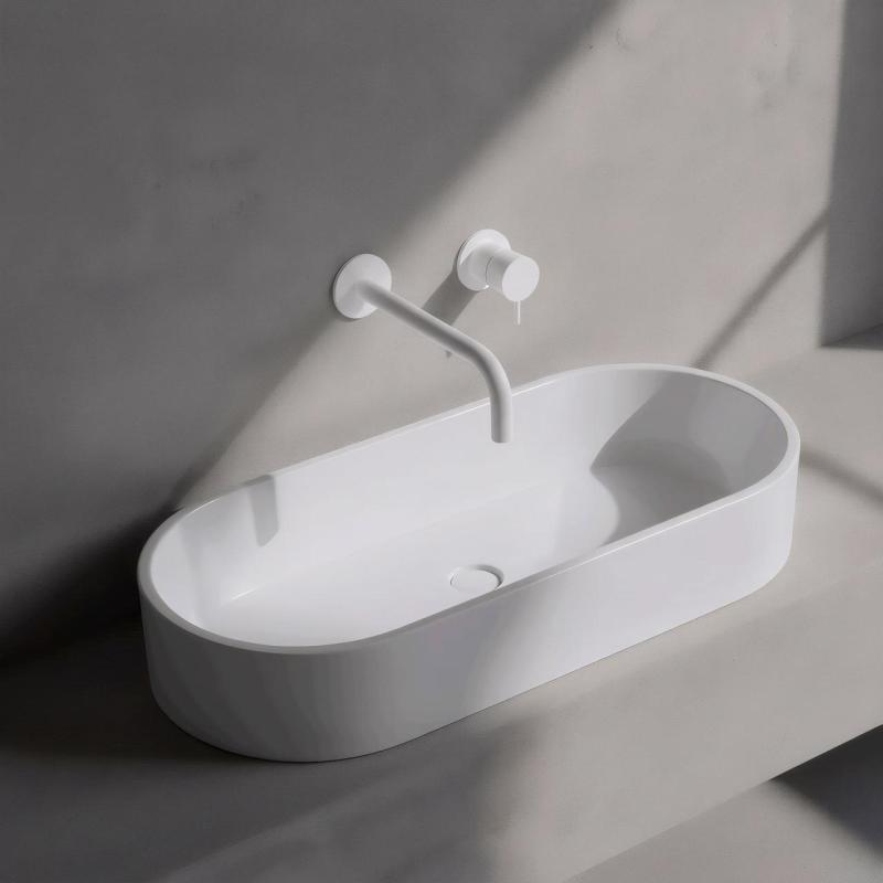 Waterevolution Flow vgradna umivalna pipa mat bela z izlivom 25 cm T116BBR-25