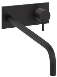 Waterevolution Flow inbouw wastafelkraan met afdekplaat mat zwart met uitloop 25 cm T1161BPR-25