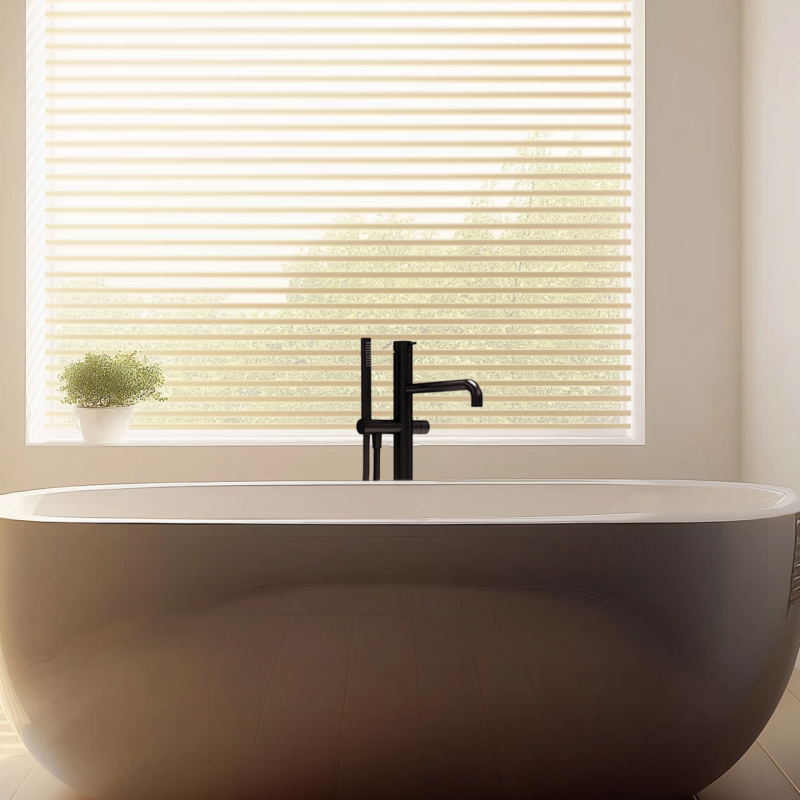 Waterevolution Flow samostoječa kopalniška pipa s prho mat črna T133PR