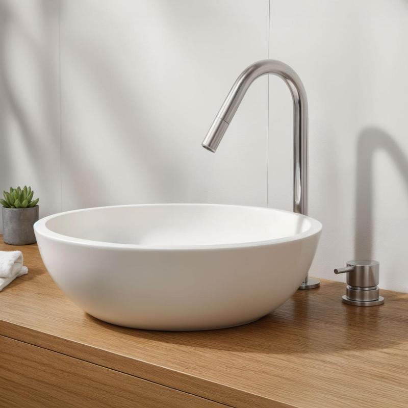 Waterevolution Flow 2-luknjasta umivalniška pipa krom z majhnim V 120mm izlivom T1121V01