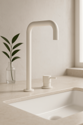 Waterevolution Flow 2-luknjasta umivalniška pipa visok izliv 222 mat bela T122HBR