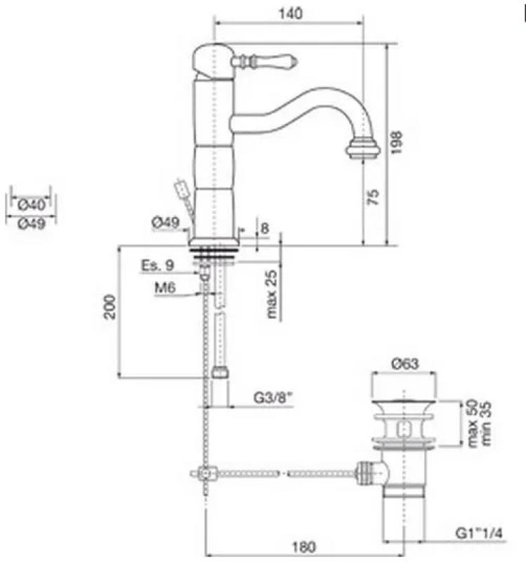 PB Classic klasična umivalniška pipa pilar nerjaveče jeklo 1208592582