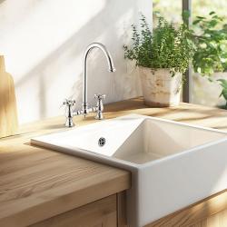 PB Nostalgijska kuhinjska pipa za most Kromirana z okroglim izlivom in zvezdastimi ročaji PBN.CHR.R.ST