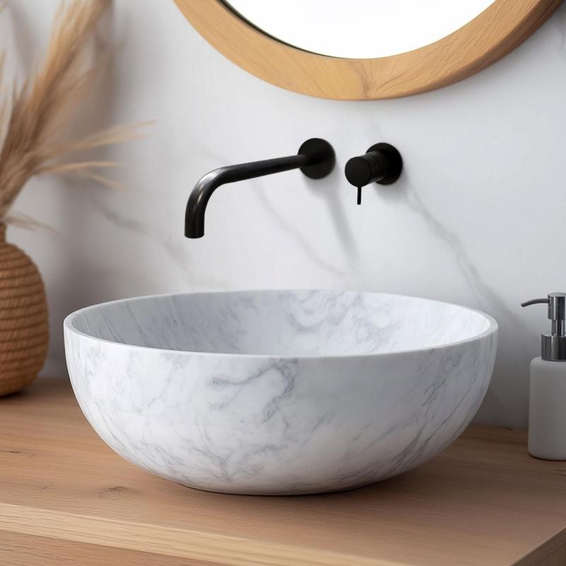 Waterevolution Flow vgradna pipa za umivalnik, mat črna, z izlivom 21 cm T116BPR-21