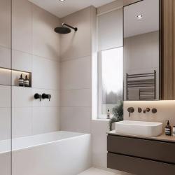 Waterevolution Flow vgradni termostat za tuš z okroglim rozetom, mat črn 1208778082 T142TBPR