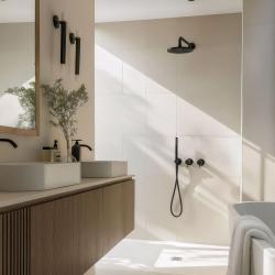 Waterevolution Flow inbouw doucheset mat črna s termostatom, deževno prho in ročno prho 1208846402