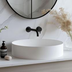 Waterevolution Flow vgradna pipa za umivalnik, mat črna, z izlivom 15 cm T116BPR-15