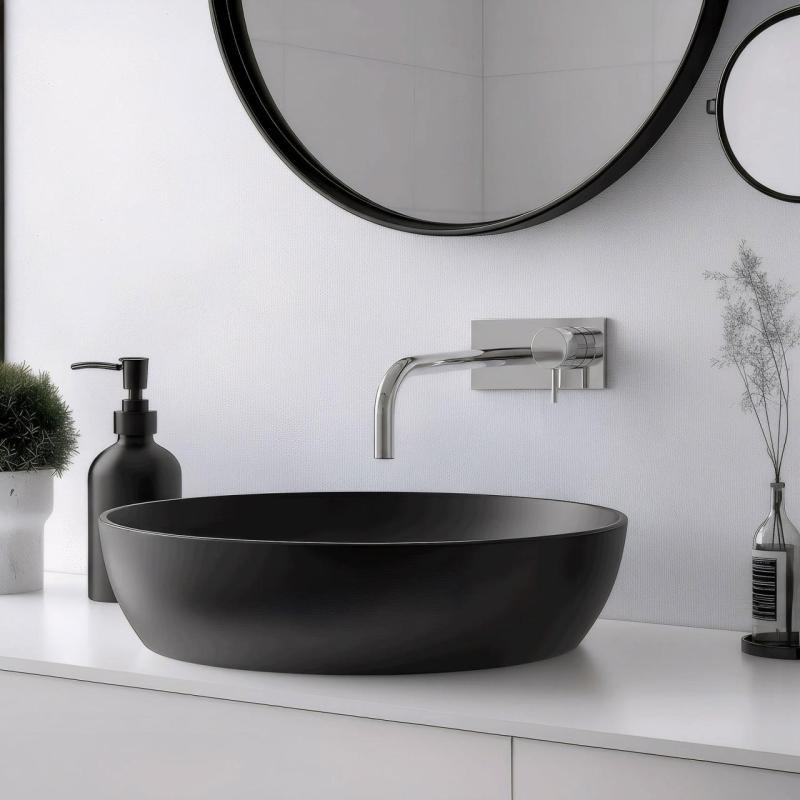 Waterevolution Flow inbouw wastafelkraan met afdekplaat chroom met uitloop 15 cm T1161B01-15