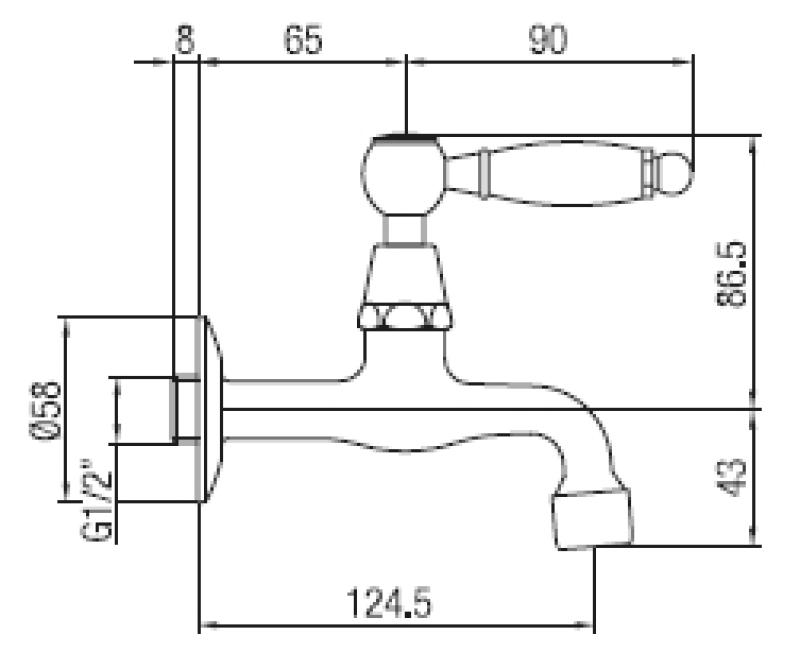 PB klasična stenska pipica za fontano z belo ročico za hladno vodo bron 1208853512