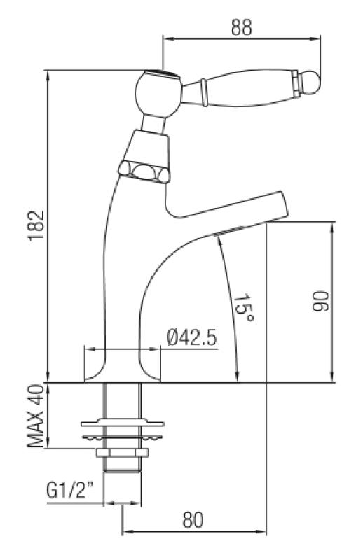 PB klasična fontanska pipa z belo ročico za hladno vodo, majhen model, krom 1208854162