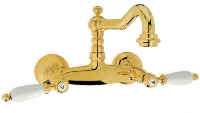 PB klasična stenska pipa z belimi ročaji Krom 1208854172