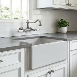 PB klasična pipa Stenska vgradna pipa Bele ročice Nerjaveče jeklo 1208854192