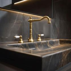 PB klasična pipa 3-luknjasta umivalniška pipa Bele ročice Bron 1208854272