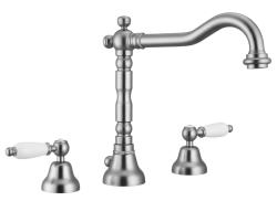 PB klasična pipa 3-luknjasta umivalniška pipa Bele ročice Nerjaveče jeklo 1208854282