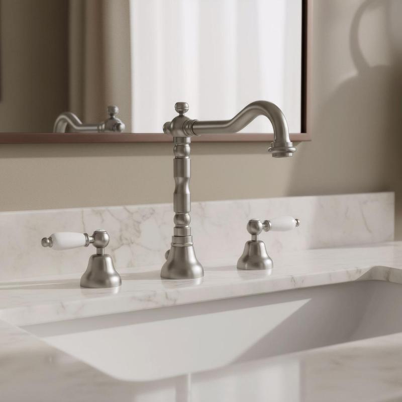 PB klasična pipa 3-luknjasta umivalniška pipa Bele ročice Nerjaveče jeklo 1208854282