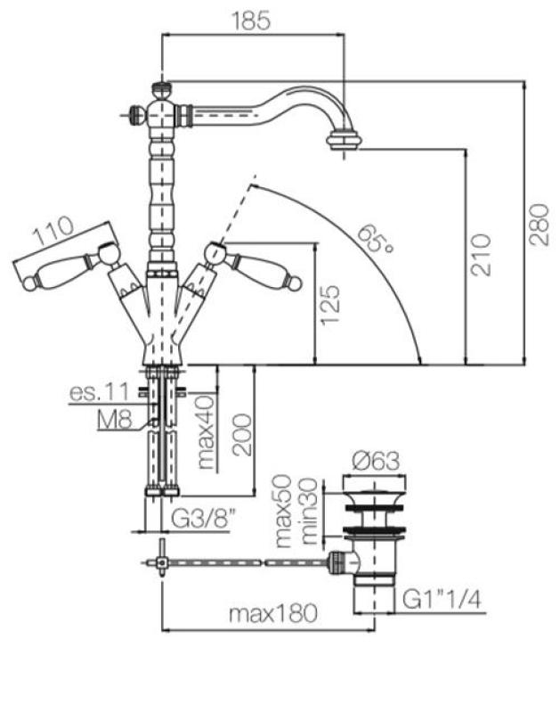 PB klasična pipa za umivalnik Bela ročaja, izliv 18,5 cm Krom 1208854292