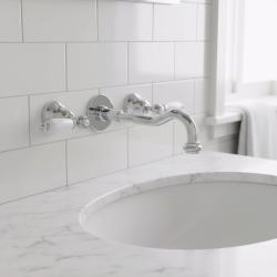 PB klasična vgrajena stenska pipa z belimi ročaji 20 cm izliv Krom 1208854352