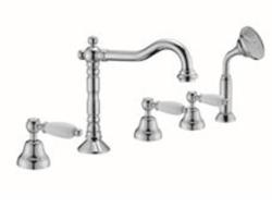 PB klasična 5-luknjasta robna armatura za kopalno kad z belo ročico nerjaveče jeklo 1208854802