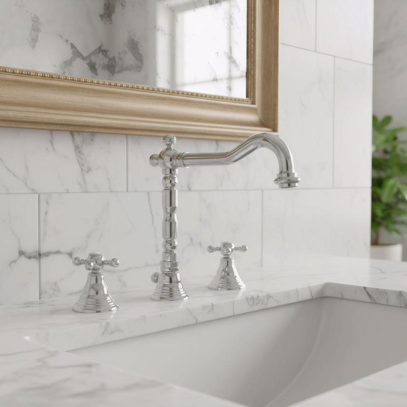 PB klasična 3-luknjasta umivalniška pipa z zvezdastimi ročaji, izliv 18,5 cm Krom 1208854922