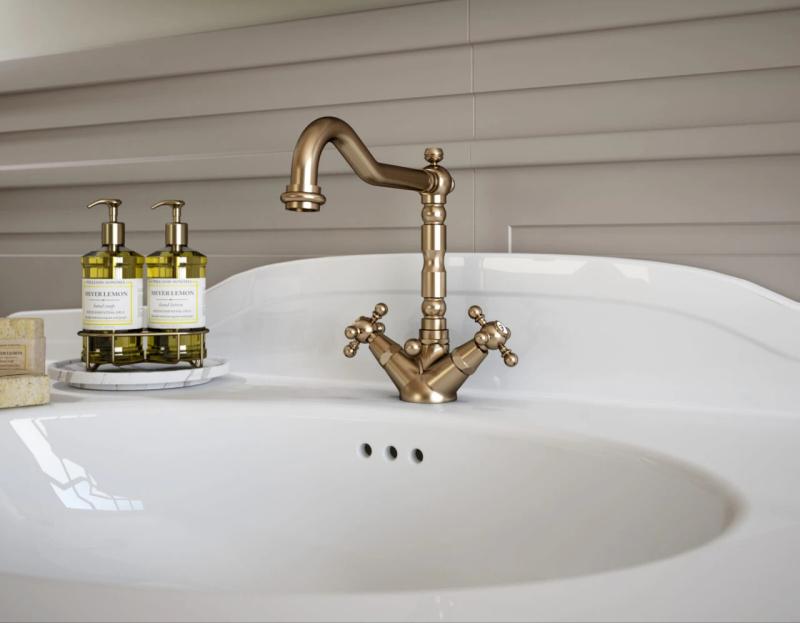 PB klasična umivalniška pipa z zvezdastimi ročaji, izliv 18,5 cm, bron 1208854962