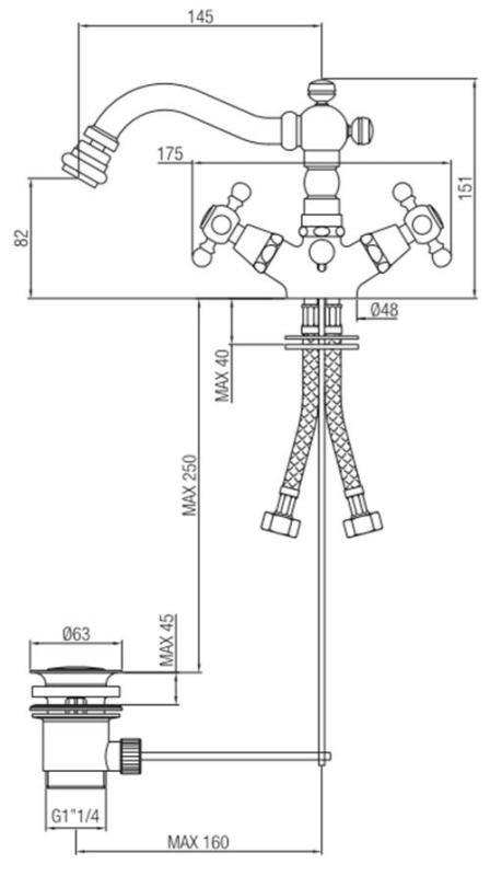 PB klasična bidejska pipa 145 mm izliv Krom 1208855012