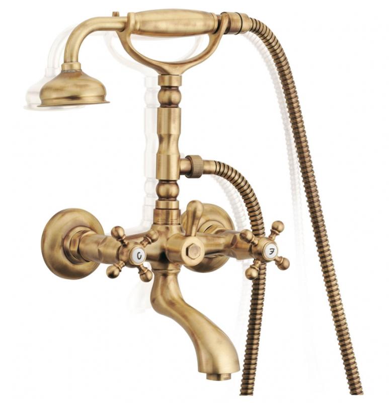 PB klasični kran za kopalnico s trdnimi gumbi, krom, vključno z ročno tuš kabino 1208855152