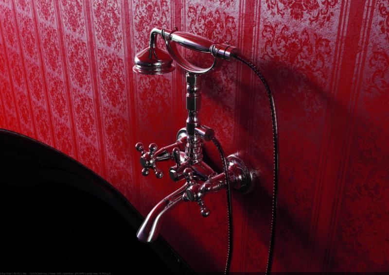 PB klasični kran za kopalnico s trdnimi gumbi, krom, vključno z ročno tuš kabino 1208855152