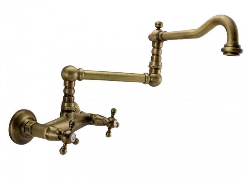 PB klasična zidna pipa, zvezdasti ročaji, dolga gibljiva izlivna cev, bron 1208855452