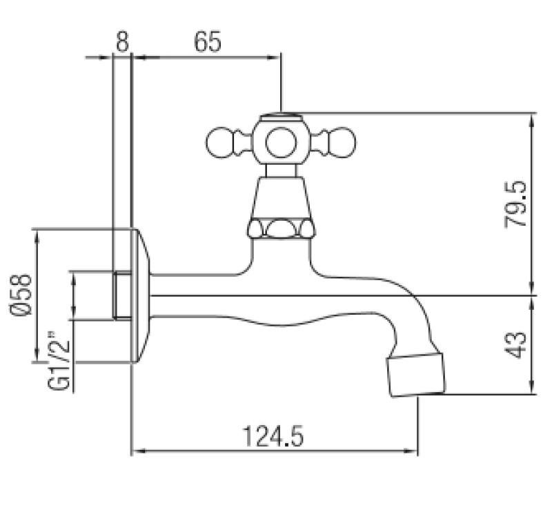 PB klasična stenska fontanska pipa s zvezdastim gumbom za hladno vodo nerjaveče jeklo 1208855612