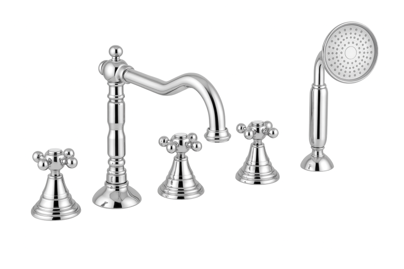 PB klasična 5-luknjasta kopalniška pipa z močnimi gumbi Krom 1208855772