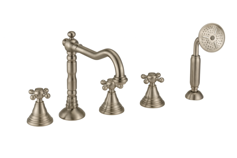 PB klasična 5-luknjasta kopalniška pipa z močnimi gumbi iz nerjavečega jekla 1208855792