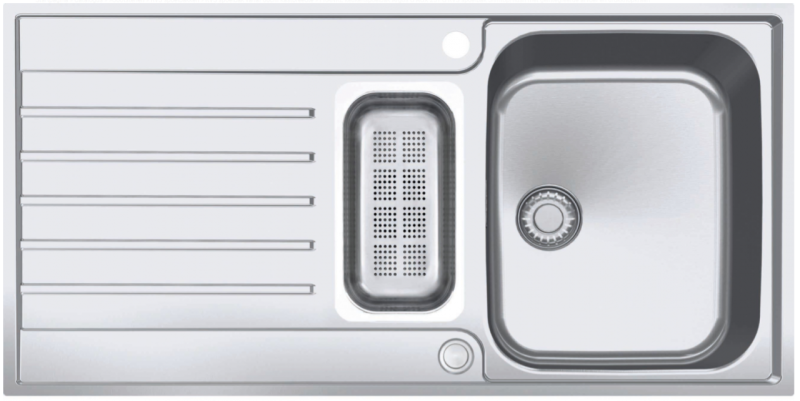 Franke Argos AGX 251 1,5 anderole polena korito iz nerjavečega jekla z odcejalnikom za vgradnjo na ravno površino 1000x510 127.0380.391