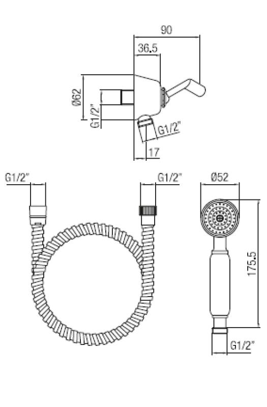 PB klasični ročni pršni set z obešalno kljuko nerjaveče jeklo 1208899032