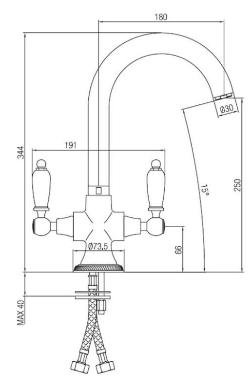 PB klasična kuhinjska pipa z belimi ročaji Krom 1208910882