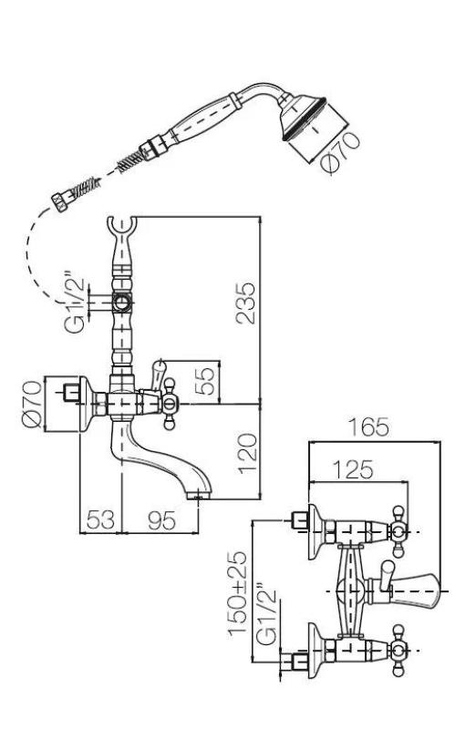 PB Prosta stoječa kopalniška pipa nostalgična zvezdasti ročaji Bron 6000