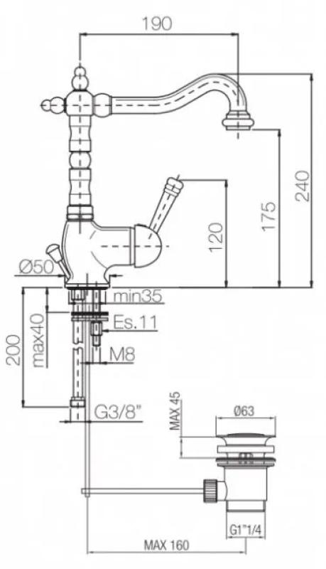 PB Umivalniška armatura nostalgična Vintage krom
