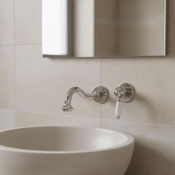 PB nostalgična vgradna umivalniška armatura Vintage izliv 21 cm krom