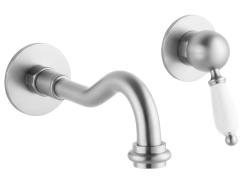 PB nostalgična vgradna umivalniška mešalna pipa Vintage izliv 21 cm nerjaveče jeklo