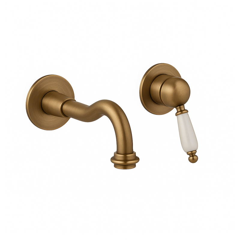 PB nostalgična vgradna umivalniška armatura Vintage izliv 21cm Bronasta