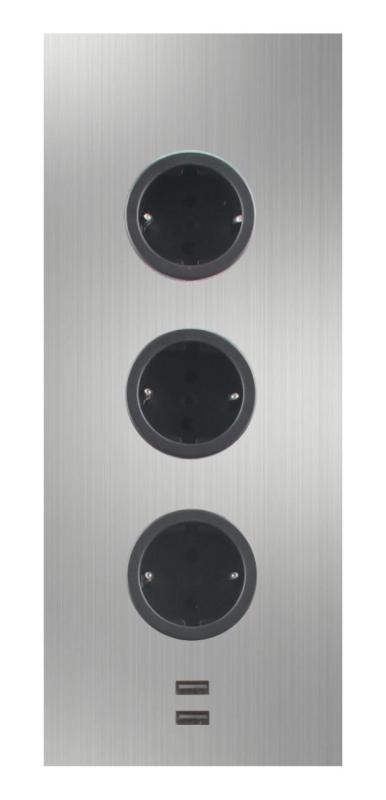 Indux Corner Energijski stolp s 3 vtičnicami, ozemljitvijo in dvojnim polnilnikom USB-A&amp;C iz nerjavečega jekla 1208953216