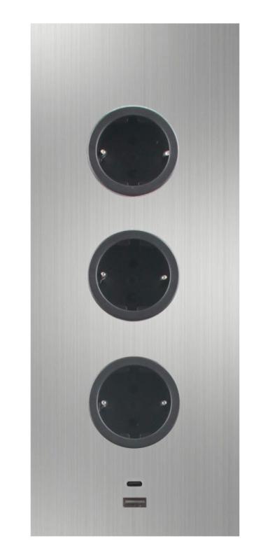 Indux Corner Energijski stolp s 3 vtičnicami, ozemljitvijo in dvojnim polnilnikom USB-A&amp;C iz nerjavečega jekla 1208953216