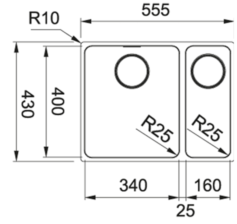 Franke Mythos MYX 160.34.16 BL en polt drugi vgradni pomivalni korito iz nerjavečega jekla 34+16 cm 122.0638.273