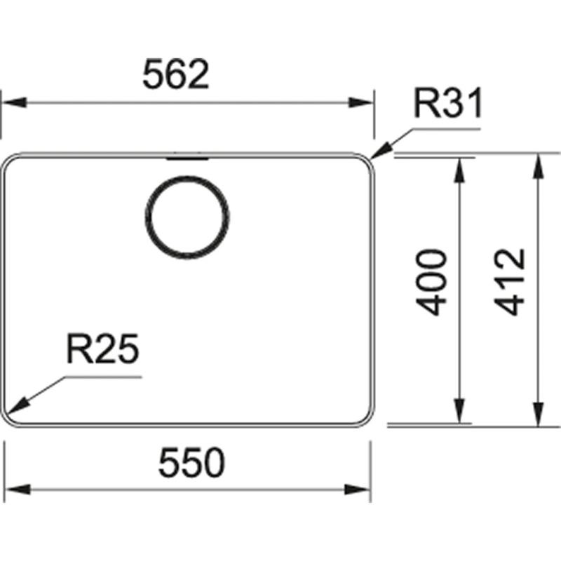 Franke Mythos MYX 210.55 rvs sink 55x40cm flush-mounted 127.0607.101