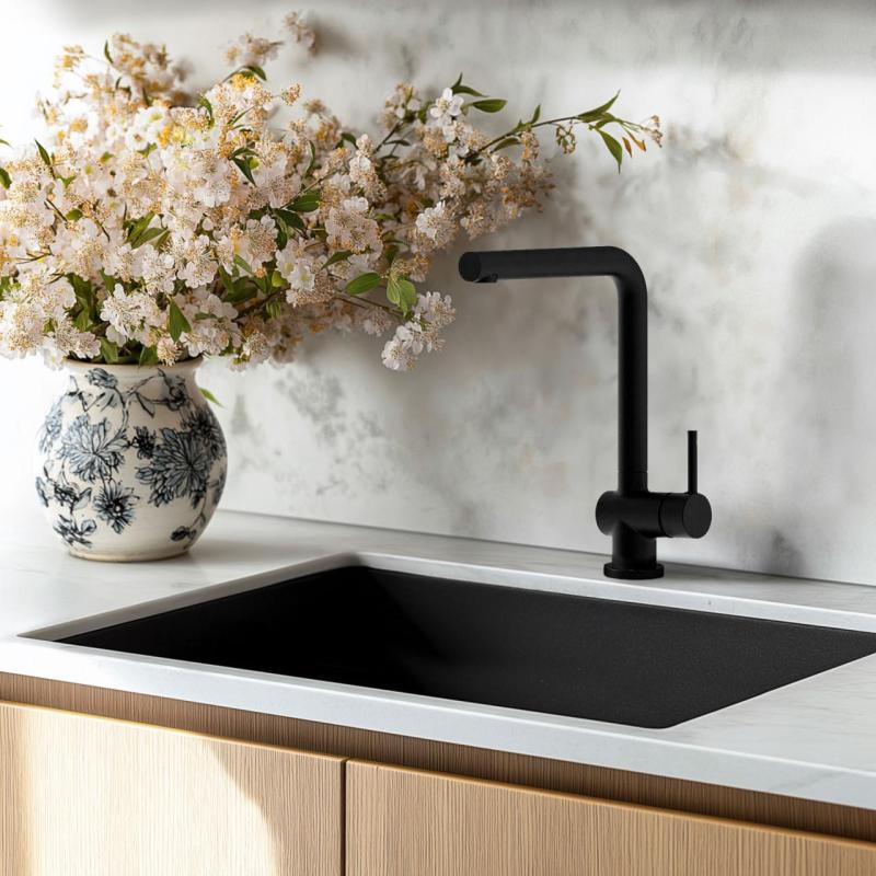 Ausmann Minta mat črna kuhinjska pipa z vrtljivim izlivom 1208953747