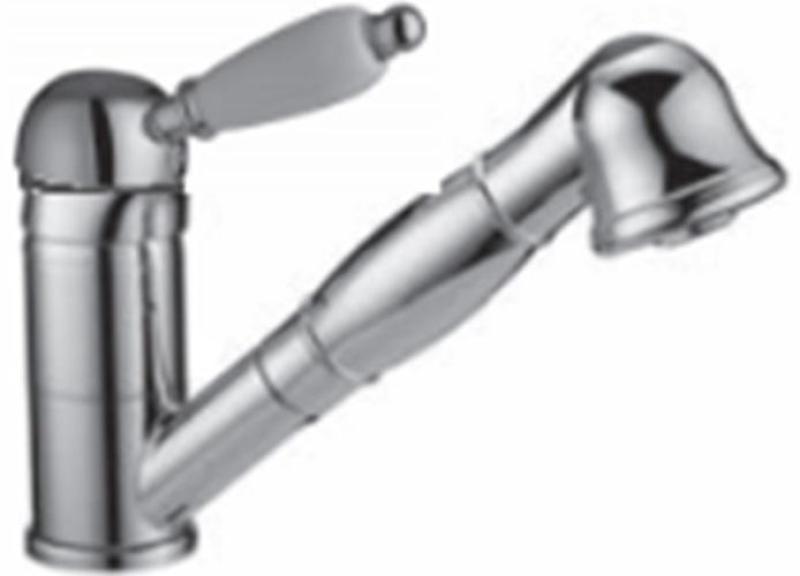 PB Nostalgijska kuhinjska pipa nizka z izvlečno ročno prho krom 1208953752